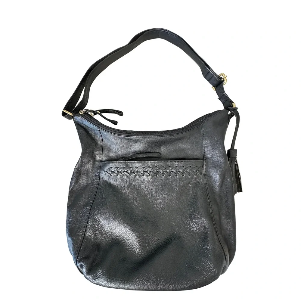 Great American Leather Works Hobo Bag M Black Braided Shoulder Crossbody Bag